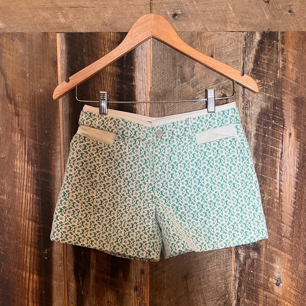 Off-White & Green Lace Shorts